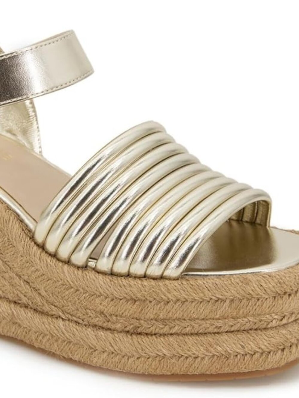 Kenneth Cole Women's Women's Shelby Wedge Sandal, Light Gold, 7.5